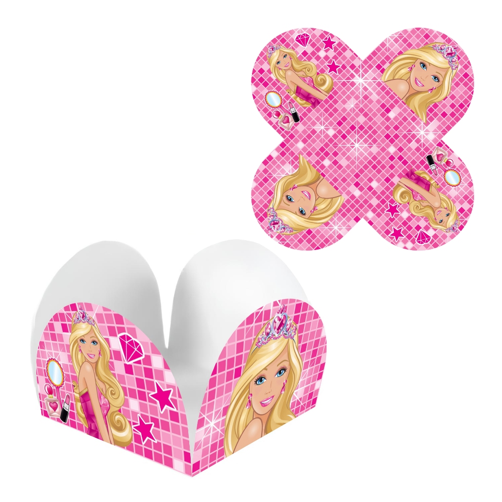 Forminha Barbie para Doces 4 Pétalas em Papel – Linda Resistente para Festa Aniversário Mesversário