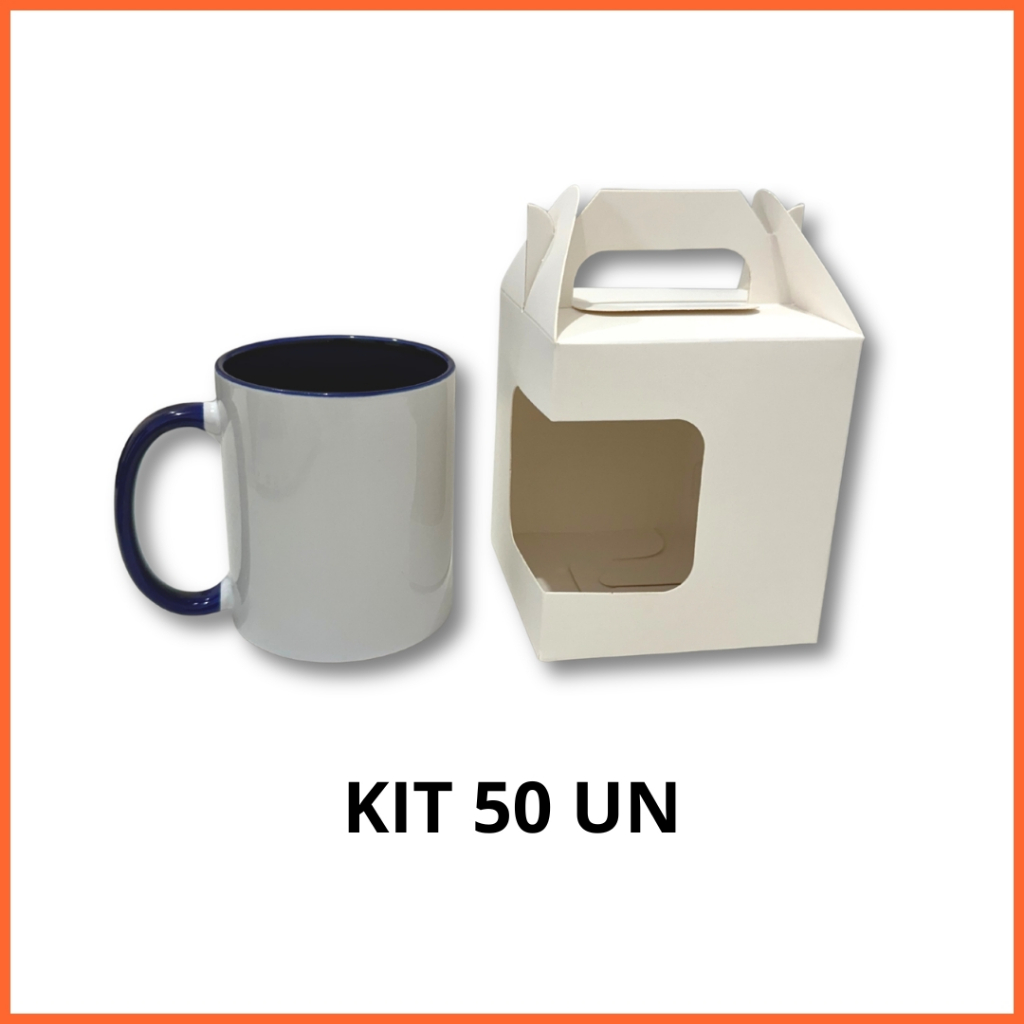 Kit 50 un Caixa com Alça para Caneca 325ml Branca Papel cartão resistente 300g em Oferta na Shopee