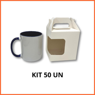 Kit 50 un Caixa com Alça para Caneca 325ml Branca Papel cartão resistente 300g em Oferta na Shopee