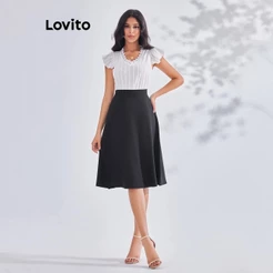 Saia Midi Alfaiataria Feminina Evangélica Lovito Corte A Elegante BRSKB3BR114