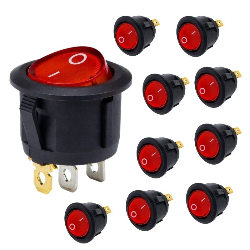 Chave Gangorra 20mm ON/OFF com LED Vermelho Interruptor Redondo KCD1-101 em Oferta na Shopee