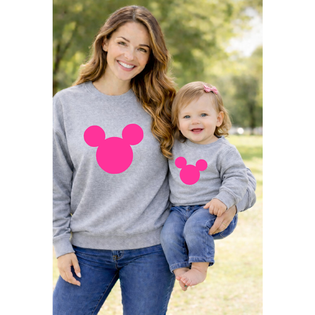 Moletom Mãe e filha Mickey Minnie rosa