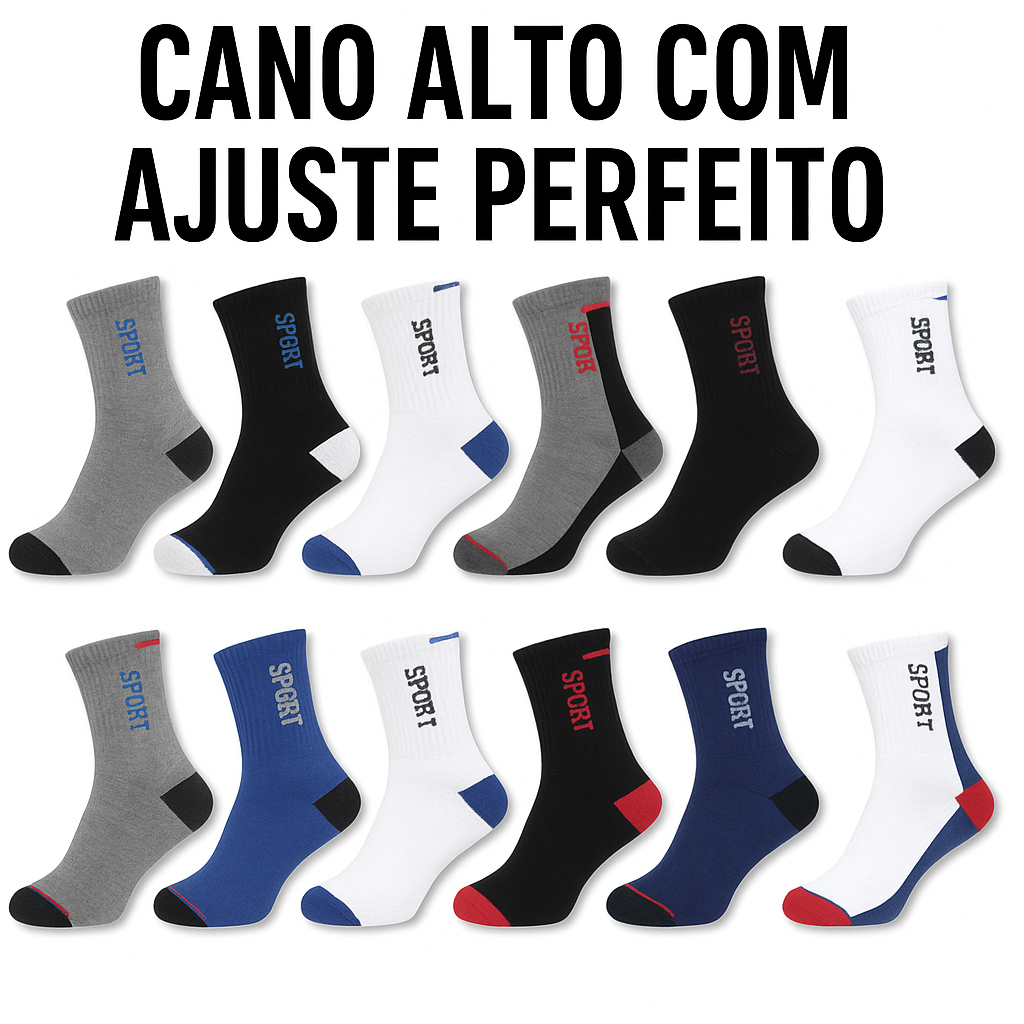 Vários modelos de meias com Kit de 24 meia cano longo e soquete cano curto Masculina
