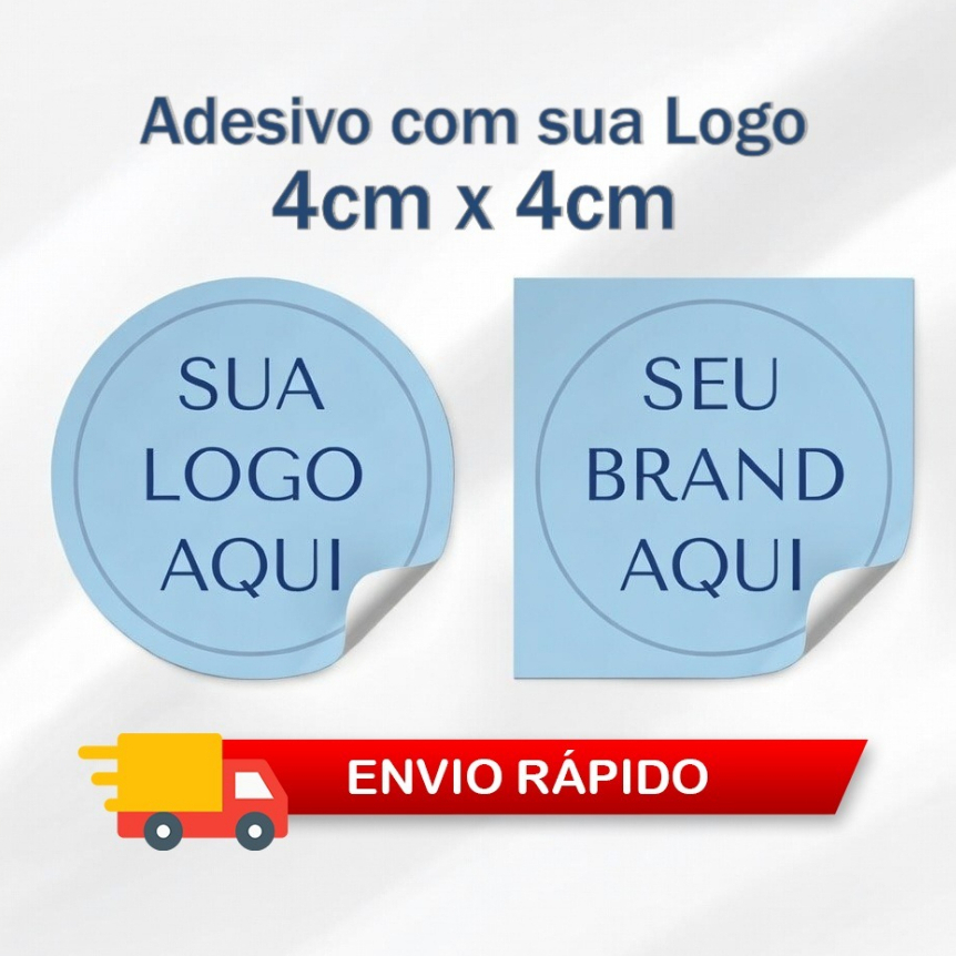 Etiquetas Adesivas Personalizadas 4x4cm 50 300 500 1000 Unidades Redonda Quadrada Promoção