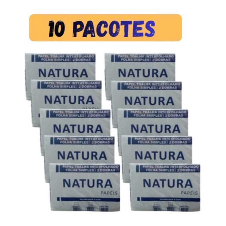10 PACOTE PAPEL TOALHA INTERFOLHA BRANCO 20X21 2 DOBRAS 500G (600 FOLHAS APROXIMADAMENTE) em Oferta na Shopee