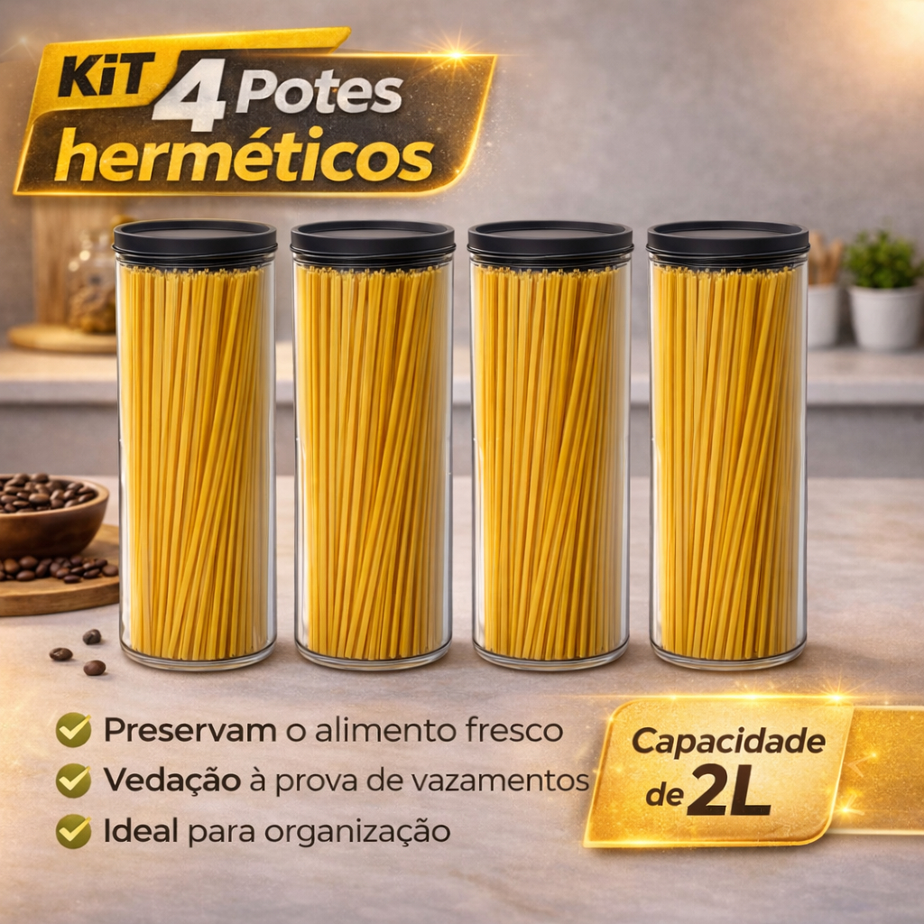 Potes Herméticos Redondo Organizador de Mantimentos Transparente BPA Free