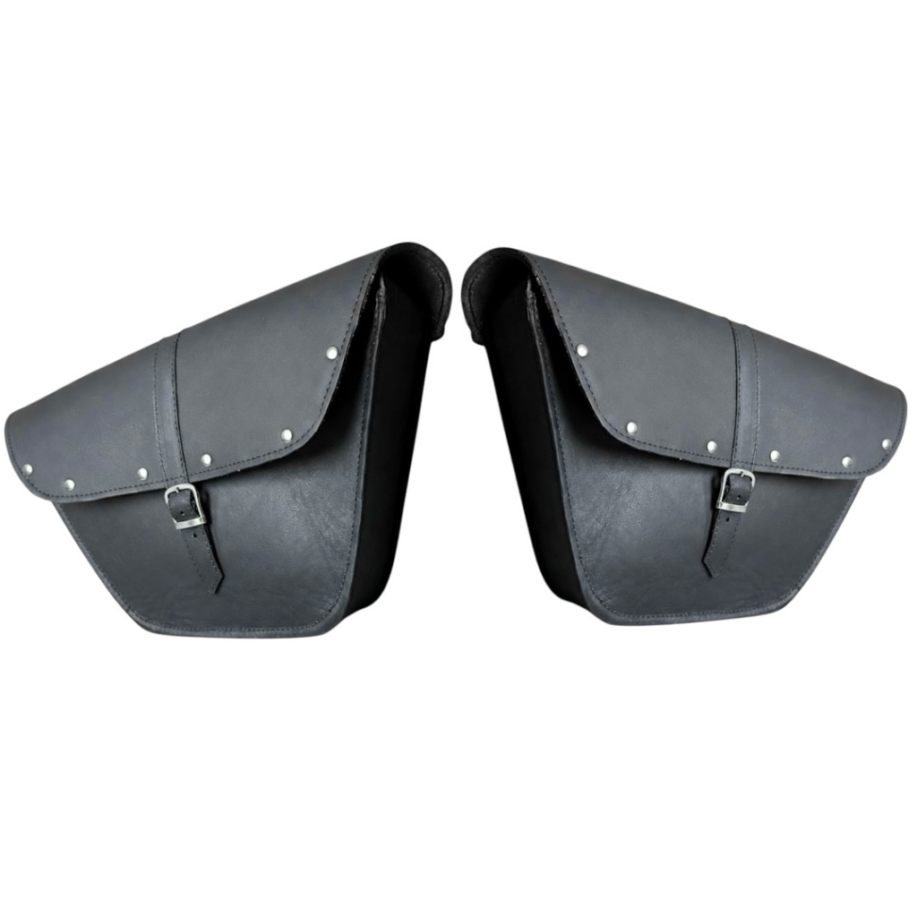 Alforge Couro Legitimo Intruder 125 E 250 E Chopper Road Preto Com Ribites
