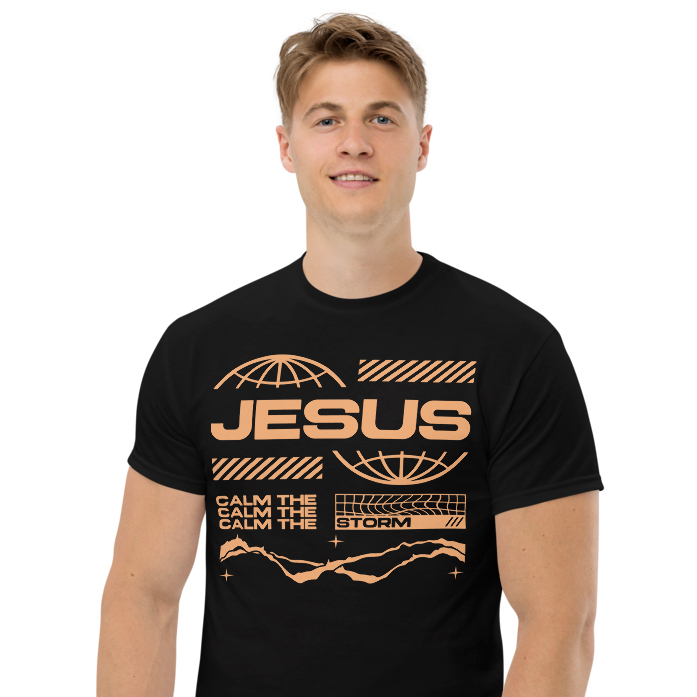Camiseta Jesus Gospel Masculina Calm The Storm Estilo Streetwear Cristã Moderna