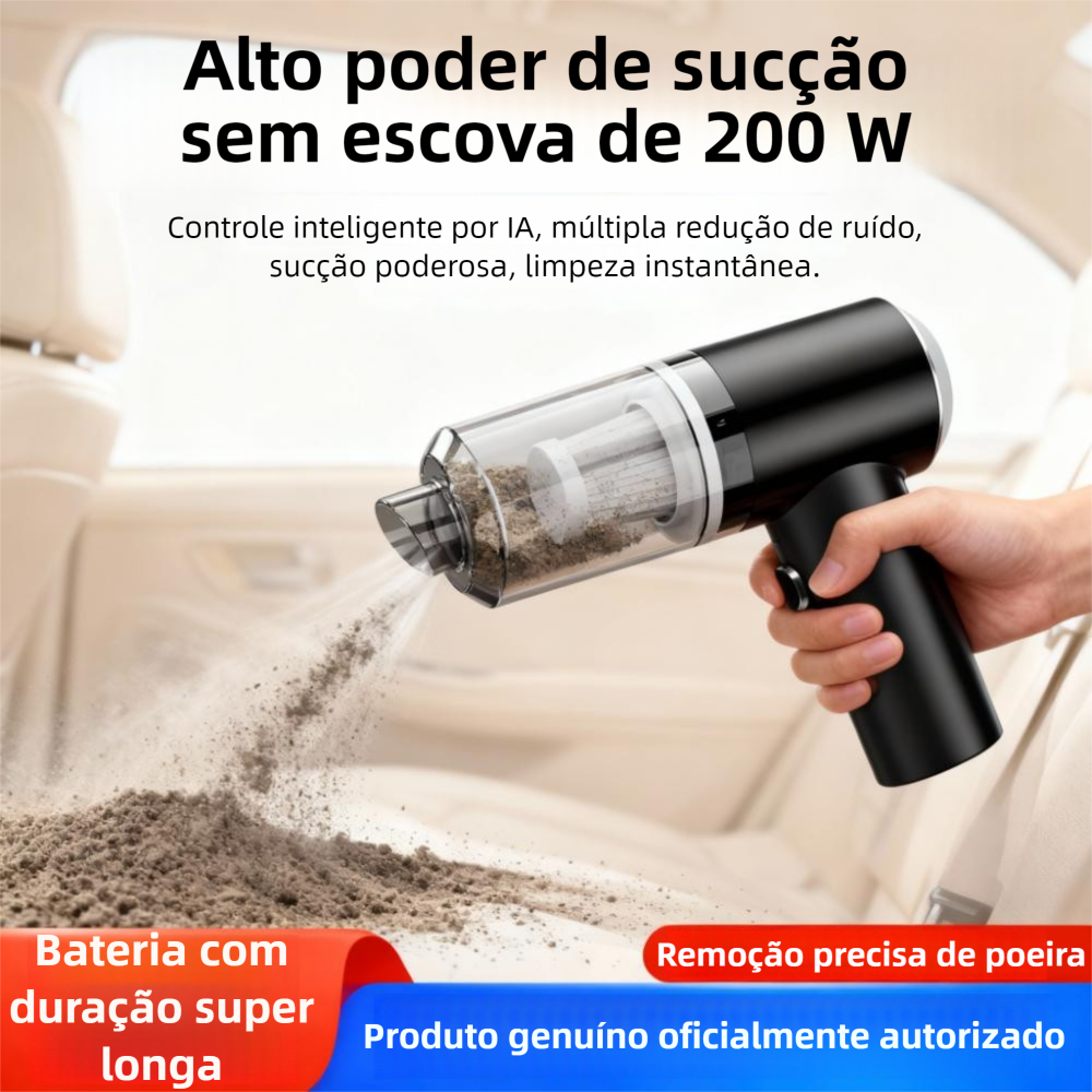 Mini Aspirador de Pó Portátil Automotivo Casa Sem Fio 3 em 1 Recarregável Potente 6000Pa