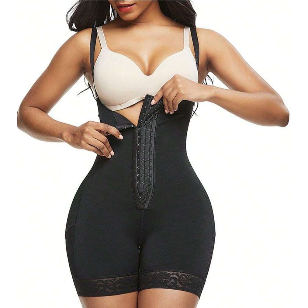 Body Modelador Feminino Controle do Abdômen Levanta Bumbum 3 Camadas Alças Removíveis Preto e Bege Claro em Oferta na Shopee