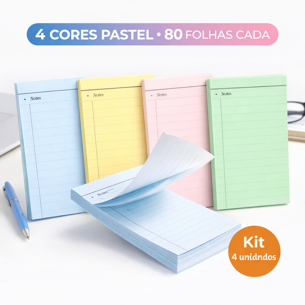 Kit 4 Bloco Notes Colorido Anotações Planejamento Papelaria Organização Bloco Anotação Cores. em Oferta na Shopee