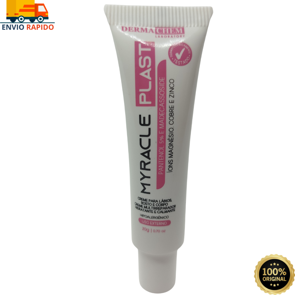 Myracle Plast Dermachem 20g Regenerador Dérmico Multiuso Labial Facial e Corporal Hidratação Intensiva Original
