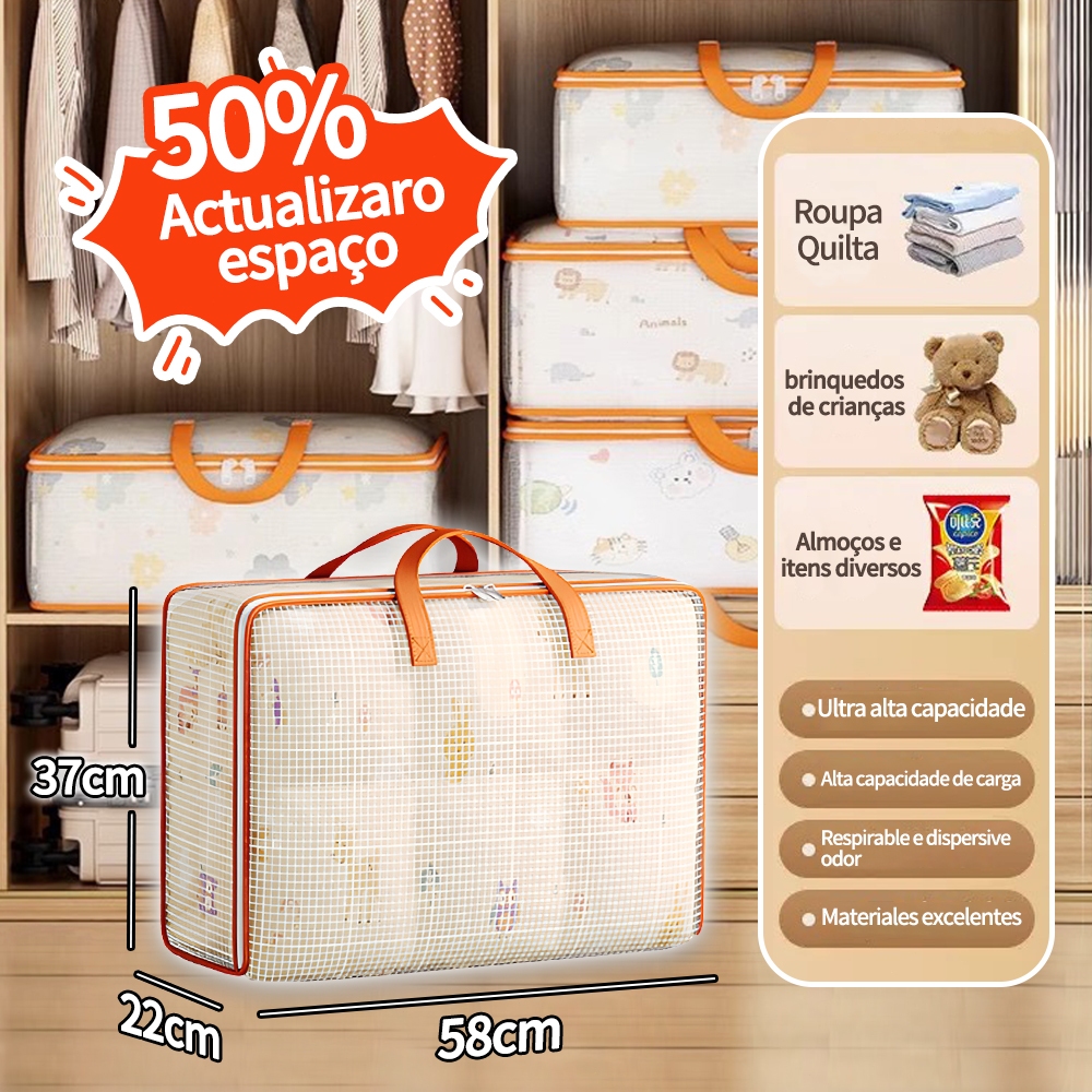 KIT 1/2/3/4 Sacos para cobertores com zíper são usados ​​para organizar o guarda-roupa e guardar roupas 60*25*50cm em Oferta na Shopee