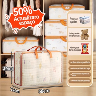 KIT 1/2/3/4 Sacos para cobertores com zíper são usados ​​para organizar o guarda-roupa e guardar roupas 60*25*50cm em Oferta na Shopee