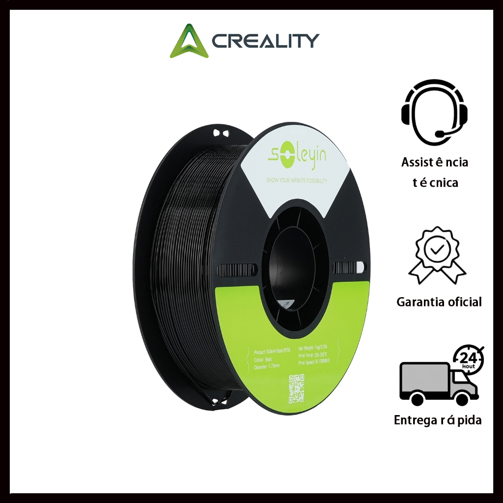 Creality Soleyin Basic PETG Consumíveis de filamento Série Matte Para impressoras 3D de 1.75 mm 1KG em Oferta na Shopee