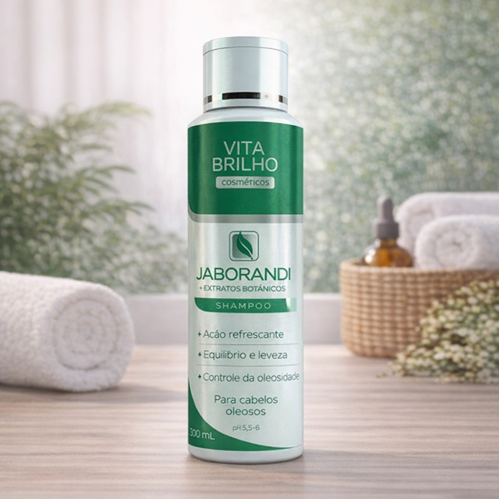 Shampoo Anti Caspa Vita Brilho Jaborandi + Extratos Botânicos 300ml Profissional Limpeza, Hidratação Controle da Caspa