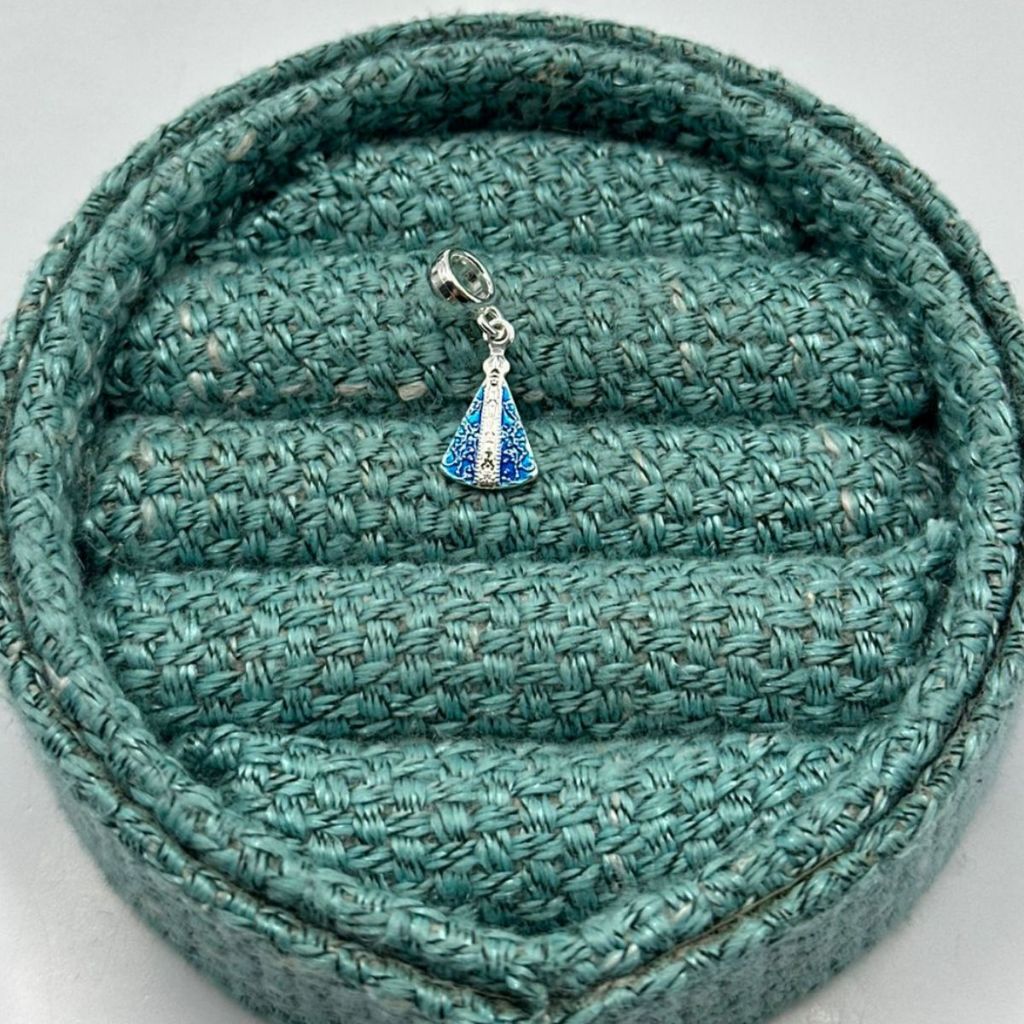 Berloque Prata 925 Nossa Senhora Aparecida manto azul 9mm x 12mm · foto 2