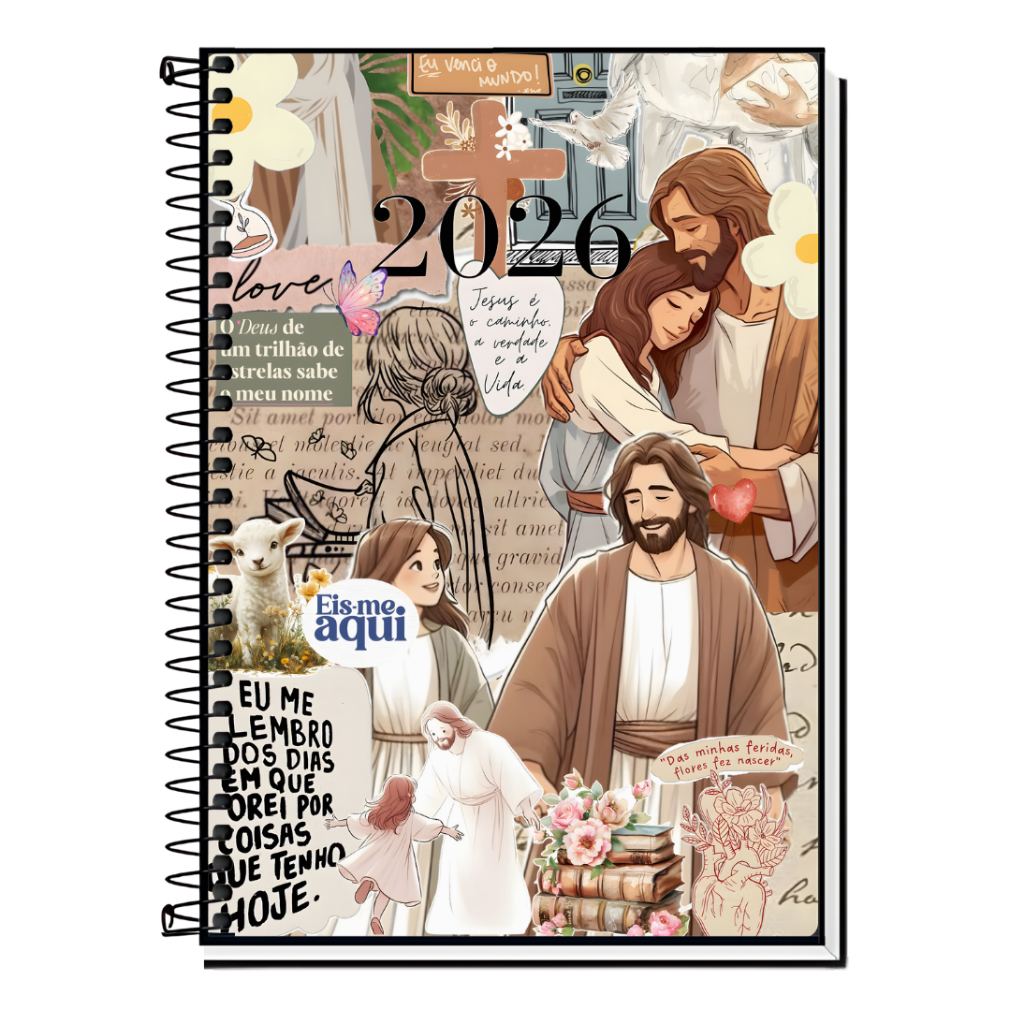 Caderno Universitário Jesus Cristo  Capa Dura Espiral 1, 10, 15 ou 20 Matérias – Caderno Escolar para Estudante
