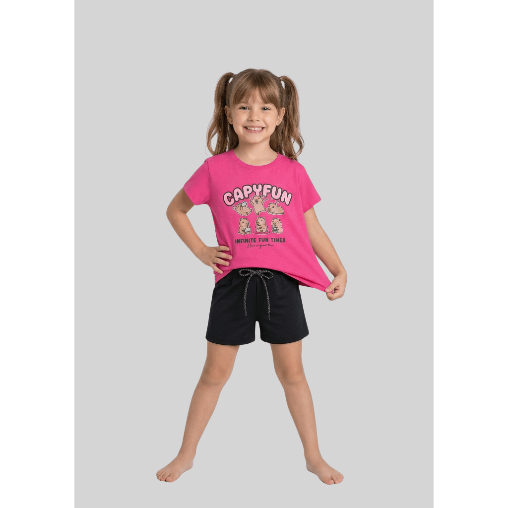 Kit Sortido 2 ou 6 Peças de Roupas Infantil Menina - 3 Camisetas + 3 Bermudas - Kit 3 Conjuntos de Roupa Verão Feminino