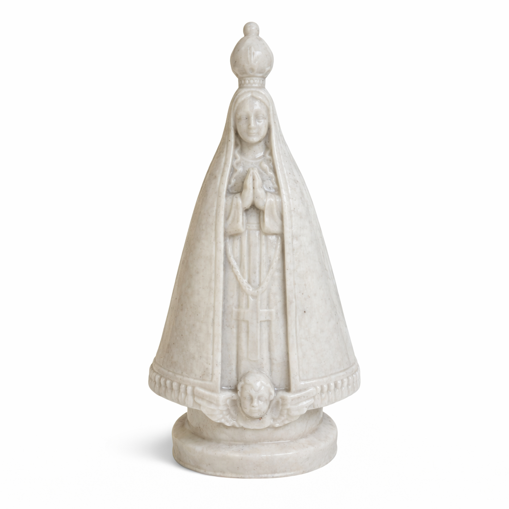 Escultura Nossa Senhora Aparecida em Mármore 18cm Imagem Religiosa Luxo Mármore Claro ou Escuro Decoração Sacra