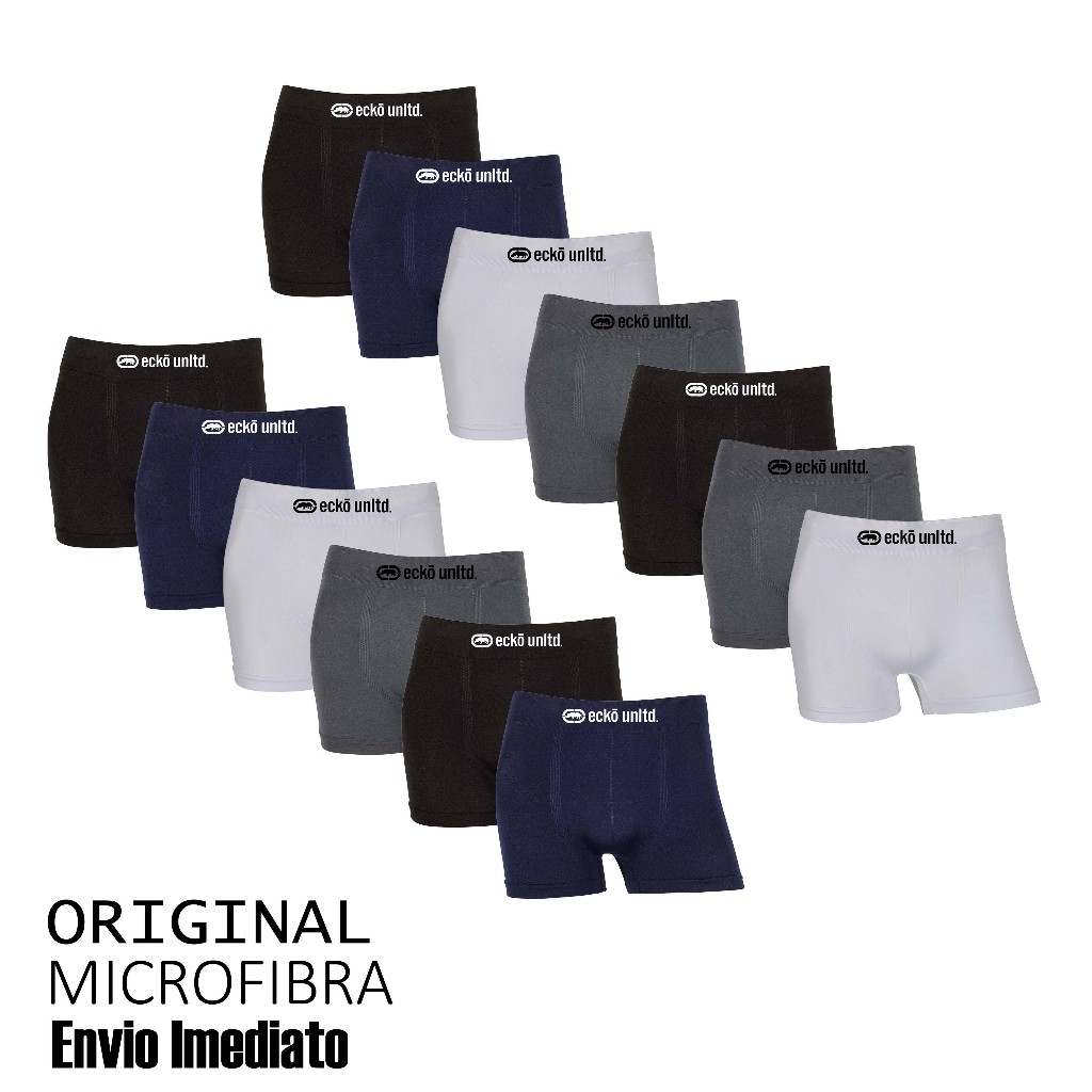 Kit 6 ou 13 cuecas boxer Ecko Original Sem Costura Microfibra