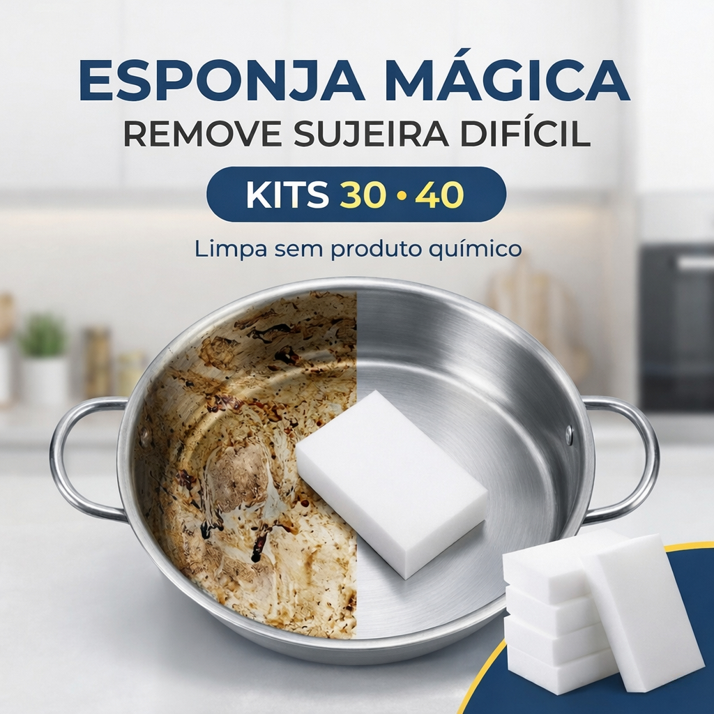 Vittak Kit 30 ou 40 Esponja Mágica Melamina Multiuso Tira Mancha Limpa Parede Box Tênis Azulejo Original