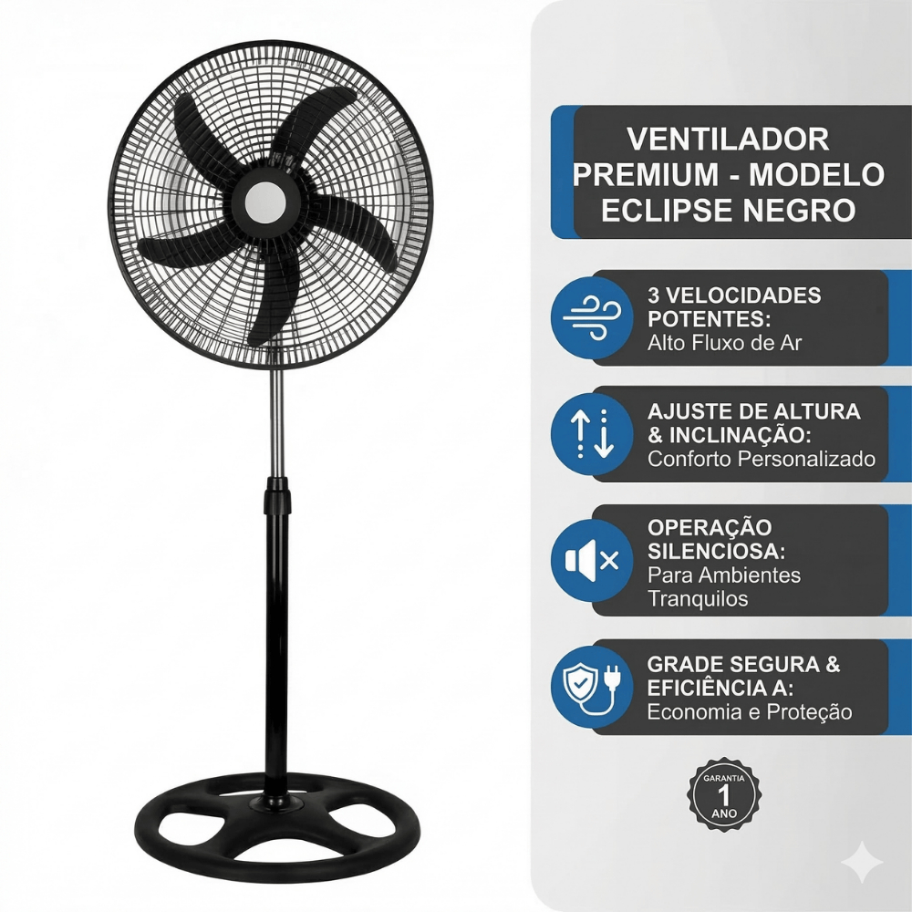 🌪️ Ventilador Pedestal Coluna 50cm Turbo Silencioso 60W 5 Pás 110v 220v Potente 🌪️