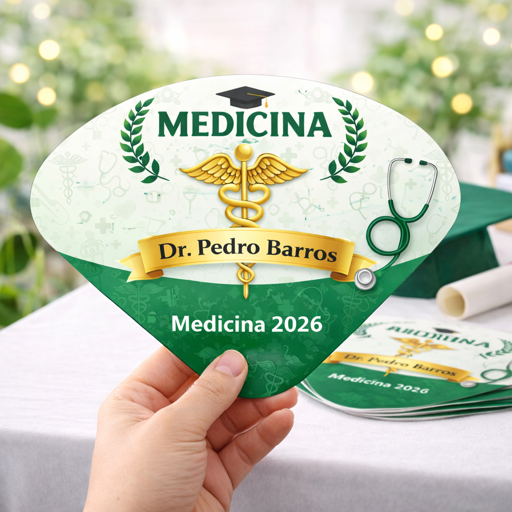 Ventarola Leque Personalizado Lembrancinha Formatura Casamento Aniversário Medicina Odontologia Enfermagem