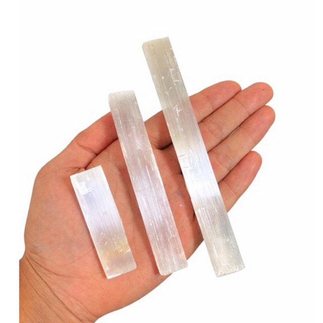 Bastão de Selenita Branca P Bruta Natural limpeza energética e paz espiritual