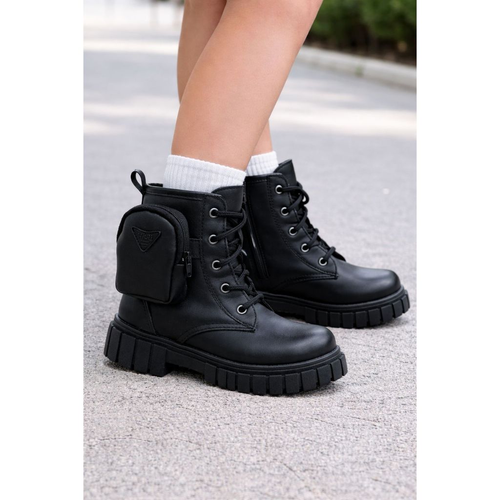 Bota Tratorada Infantil Feminina com Bolsinha Glitter Outono Inverno