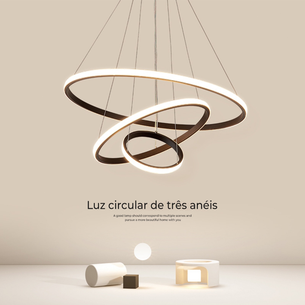 Lustre Pendente Moderno Luminária Teto LED Nordic Sala Jantar Bancada Cozinha Minimalista Decorativo — imagem 2 de 2
