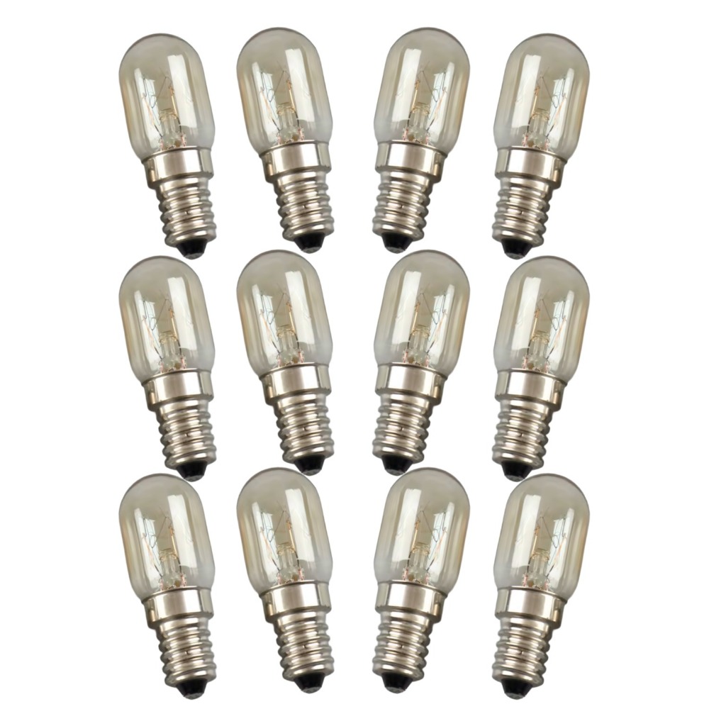 Kit 12 Mini Lâmpadas Geladeira Fogão Microondas E14 15W 110V 127V ou 220V  Forno Abajur Lustre