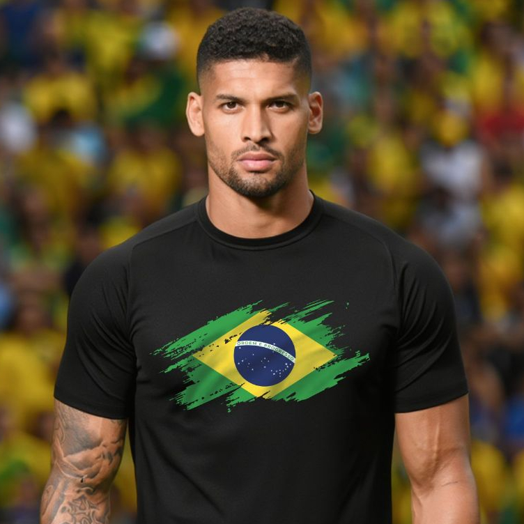 Camiseta Bandeira Brasil Em Algodão Torcedor Brasileiro Eleições Partido Campanha