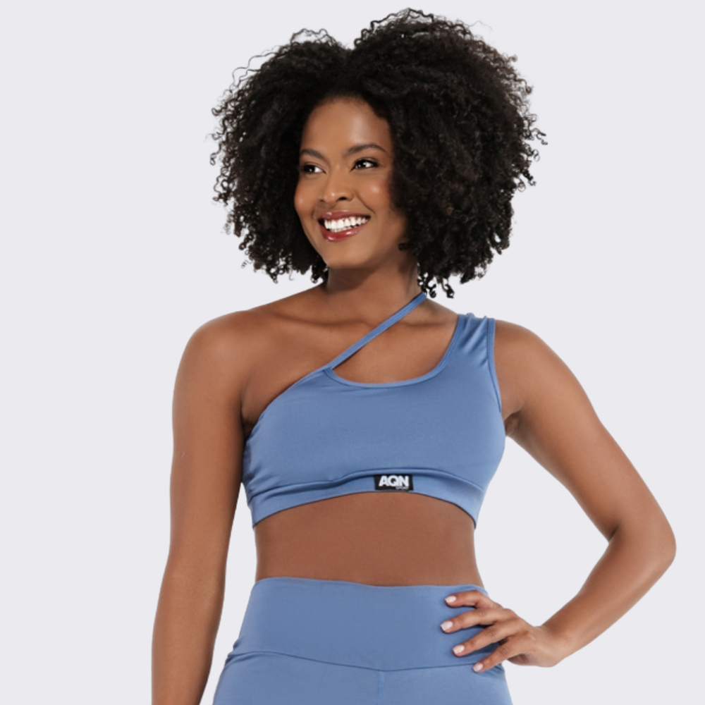Imagem Top Grace Azul Atalaia Fitness Academia Casual Corrida Yoga AQN SPORT