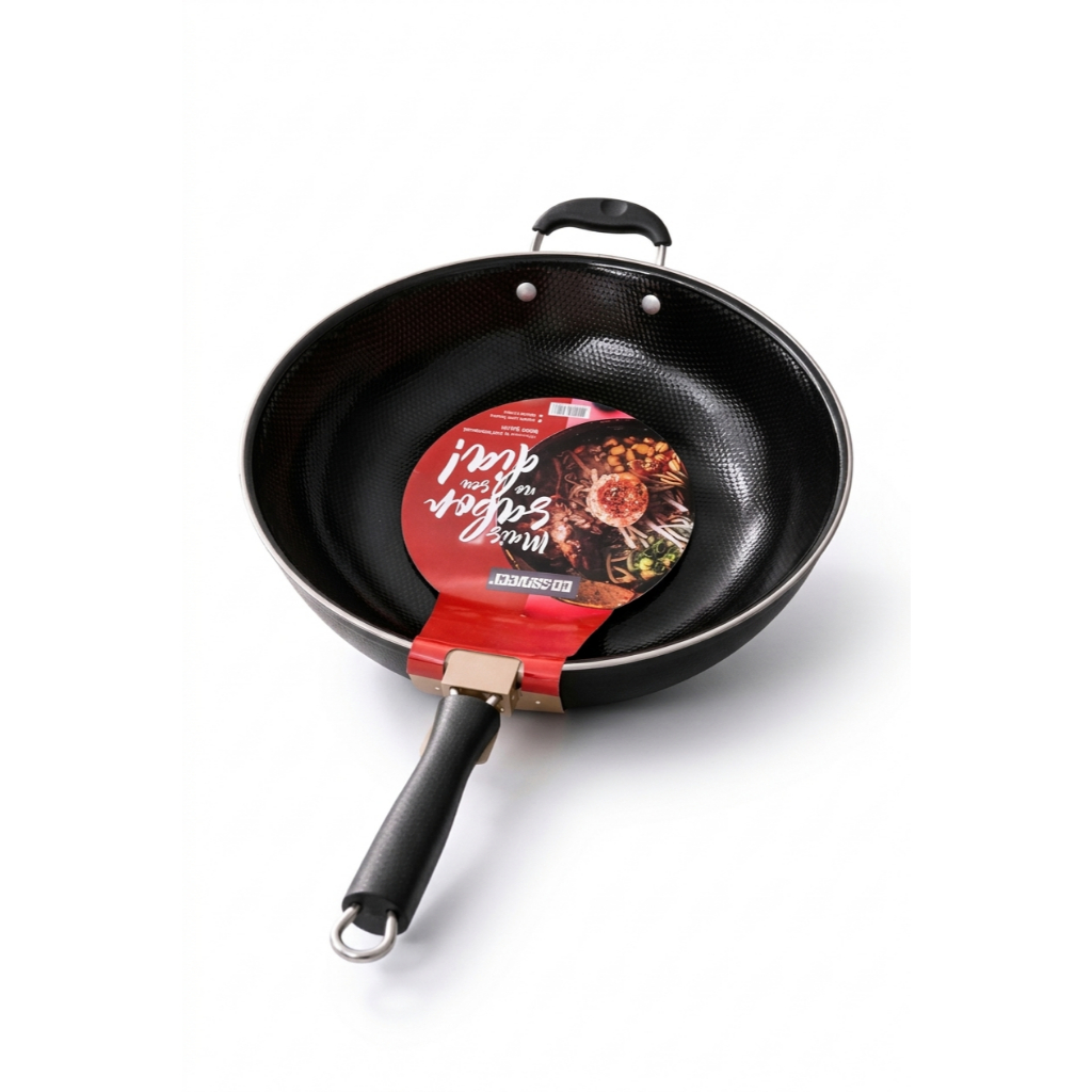 Imagem Frigideira Wok 34cm Antiaderente Grande Profissional Não Gruda Fácil de Limpar Yakisoba e Refogados