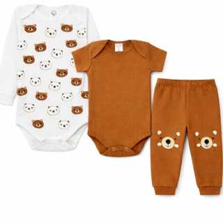 Kit body Bebê 3 peças, Manga Longa, Manga Curta E Calça Roupas de Bebê Conjunto de Bebê em Oferta na Shopee