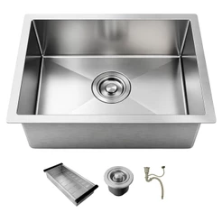 Cuba de Cozinha Quadrada 44x44 Gourmet com Acessórios Premium Aço Inox 304 Escovada Prata Brinovar