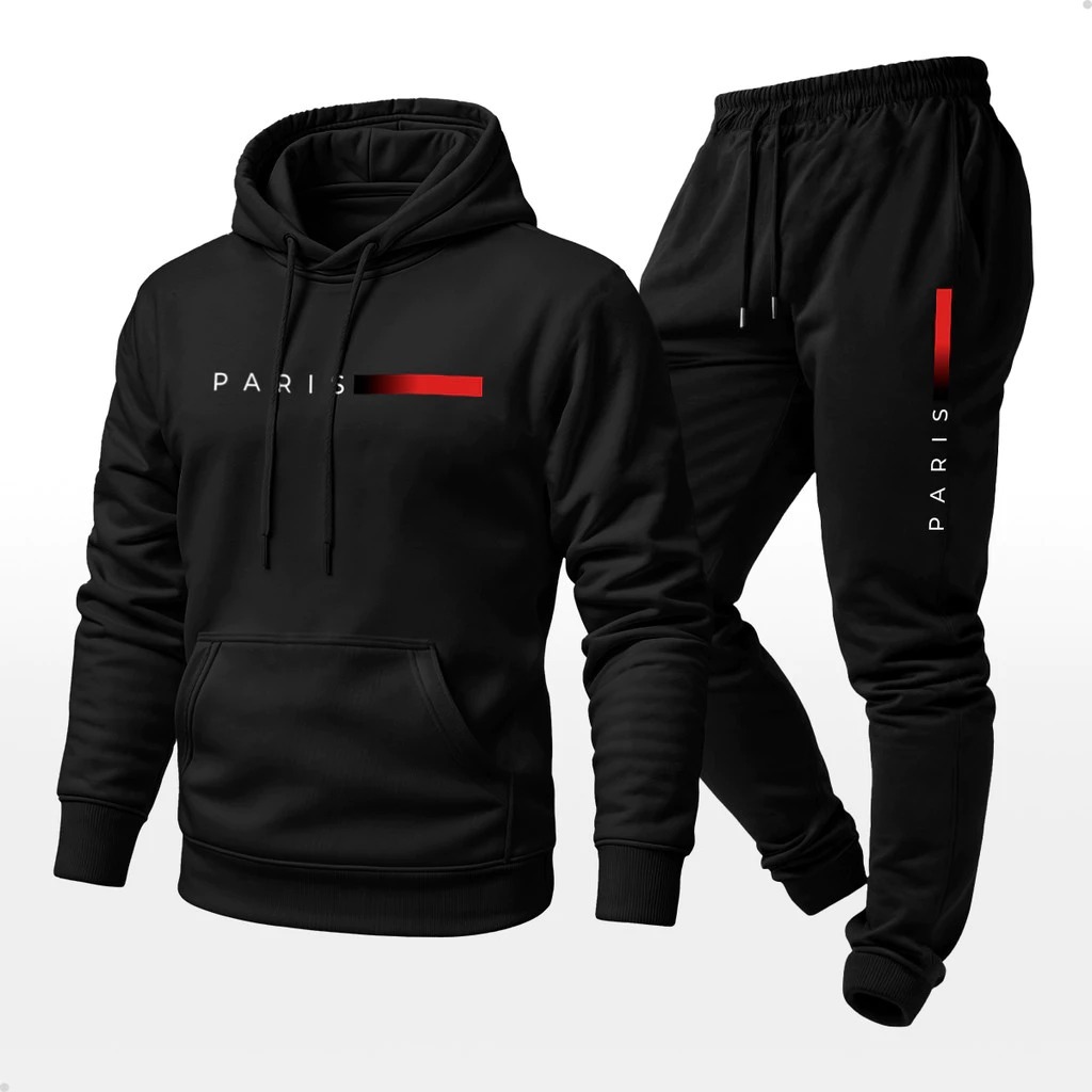 Conjunto Moletom Unissex Paris Calça e Blusa Com Capuz Bolso Canguru Masculino Feminino Algodão Conjunto Moletom Unissex Paris Calça e Blusa Com Capuz Bolso Canguru Masculino Feminino Algodão