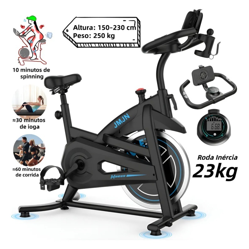 Bicicleta Ergométrica para Spinning Mecânica Roda De Inércia 23Kg Ate 230Kg Ergometrica Com Para Fitness Profissional