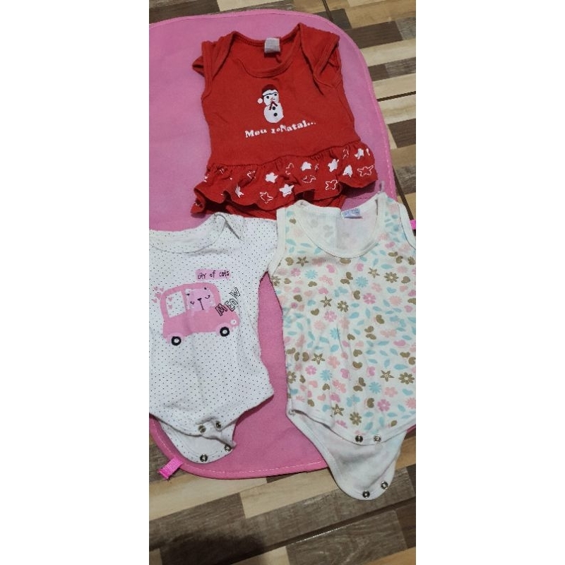 kit 3 body infantil + vestido + um macacão macio
