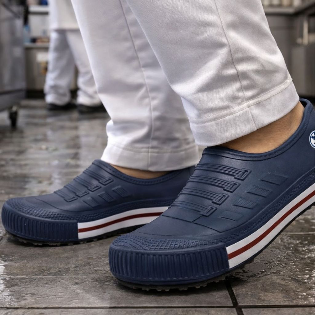 Sapato Antiderrapante BB81 Softworks Azul Marinho com Vermelho e Branco Profissional Cozinha Restaurante Limpeza Hotel em Oferta na Shopee