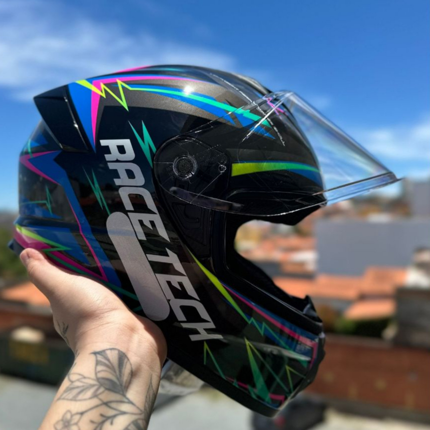 CAPACETE RACE TECH LANÇAMENTO OFERTA EXCLUSIVO HIT SPARK PRETO/CINZA