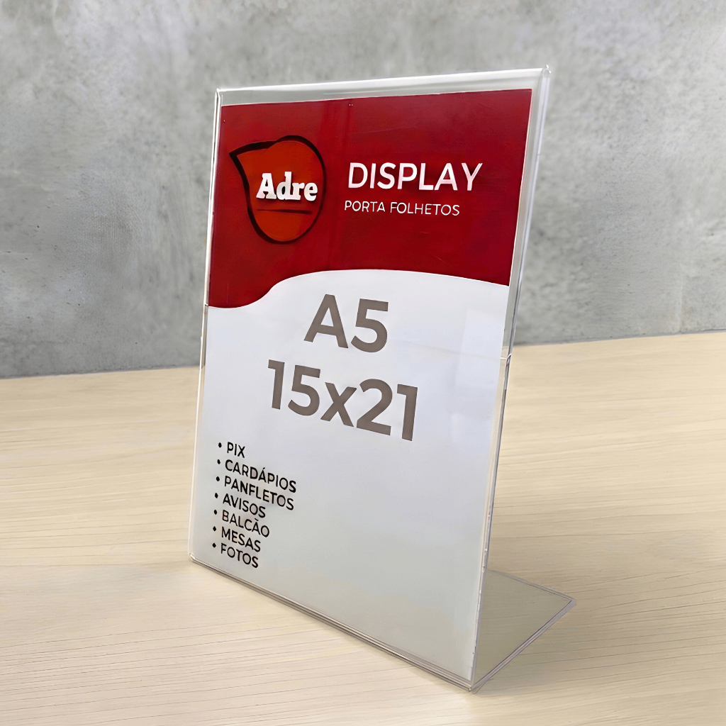 Display Acrílico Expositor Suporte A5 L 15x21 Acrílico (ps) 2mm Transparente Flyer Mesa Bancada em Oferta na Shopee