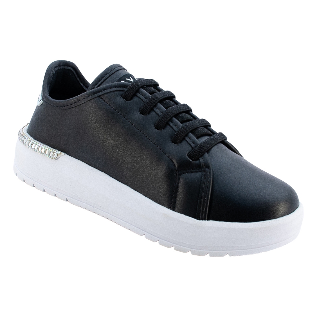 Tênis Infantil Menina Star Casual Preto Básico Liso Fácil de Limpar Detalhe em Strass em Oferta na Shopee