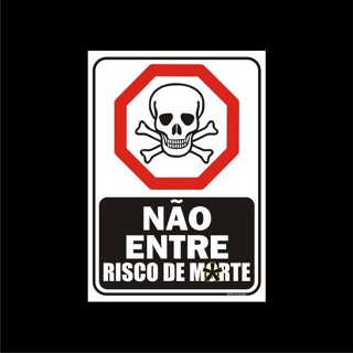 Placa decorativa – Não Entre Risco M0rte - porta de quarto jovem adolescente em Oferta na Shopee