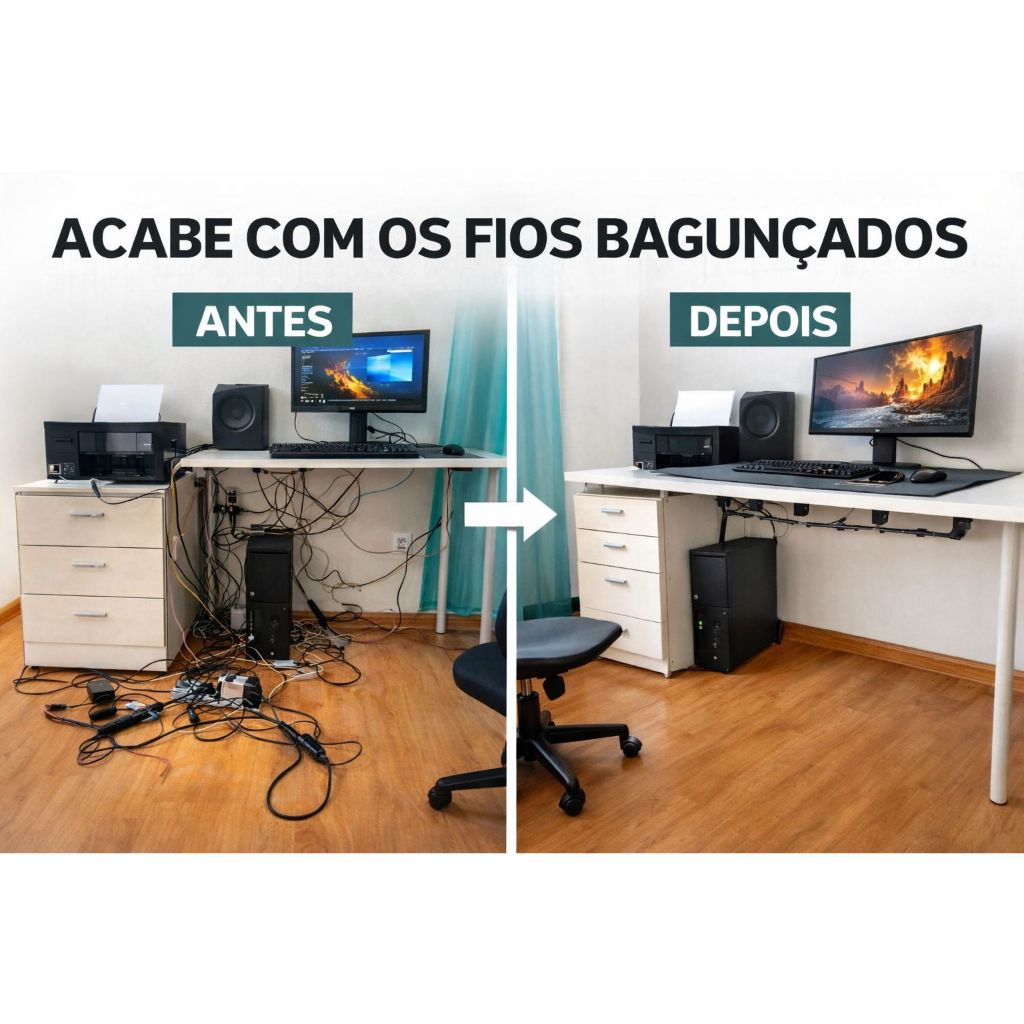 Organizador De Cabos para Esconder Fios Embaixo de Mesa Setup Gamer Resistente Organização em Oferta na Shopee