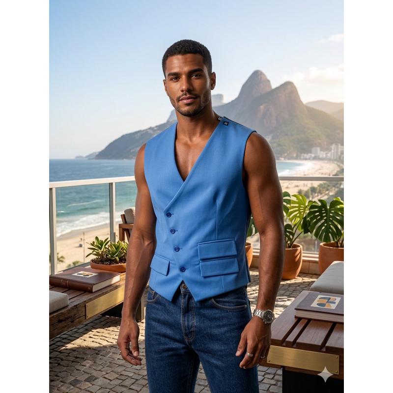 Colete alfaiataria azul TAM M