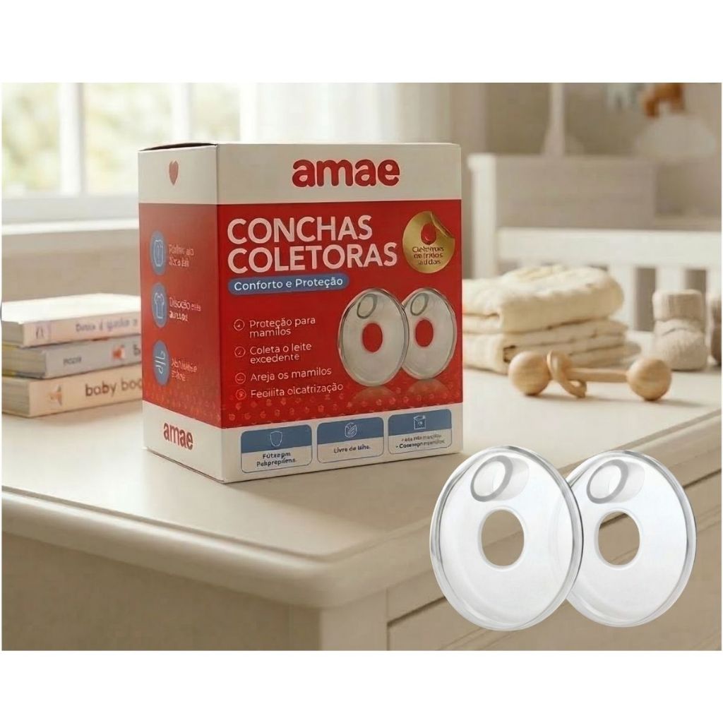 Concha Coletora Base Rígida Antivazamento Amamentação Amae em Oferta na Shopee