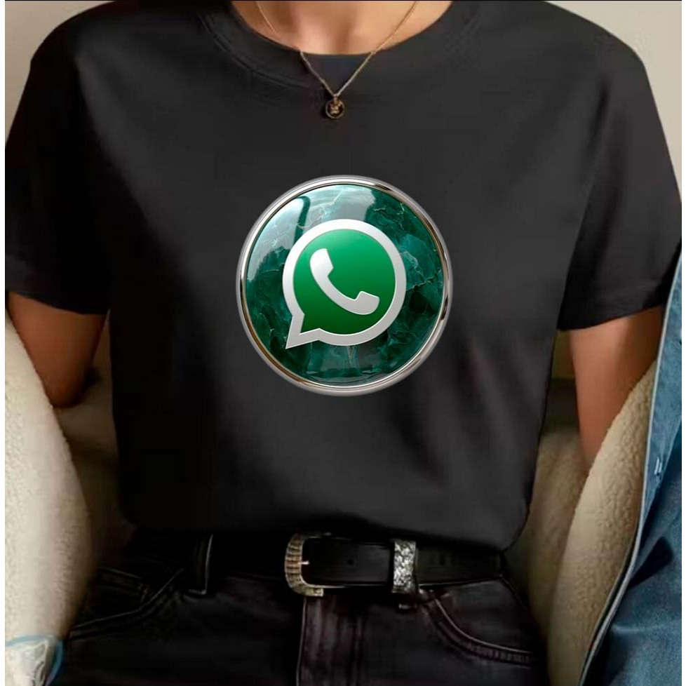 Camiseta algodão WhatsApp, Pinterest, Facebook, Snapchat, Instagram, Telegram, Gmail,x twitter e Twitter
