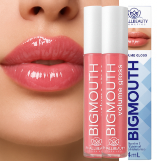 Kit 2 Gloss Labial Volume Big Mouth Aumenta Volume PhalleBeauty Vitamina E 4ml Efeito Botox
